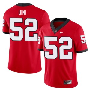 #52 Michael Uini Red Men's UGA Game Jerseys 788421-759