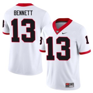 #13 UGA Bulldogs White Stetson Bennett Stitched Mens Jerseys 595374-623