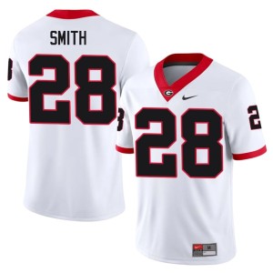 #28 Georgia Bulldogs Jordan Smith White Men's Official Jersey 770741-259
