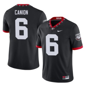 #6 Isiah Canion Mascot 100th Anniversary Official Mens Black Bulldog Nation Jersey 490684-273