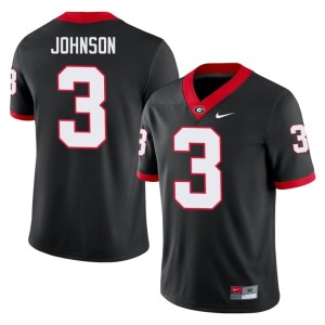 #3 Black Mens 2025 Quintavius Johnson University of Georgia Bulldogs Jerseys 546837-553
