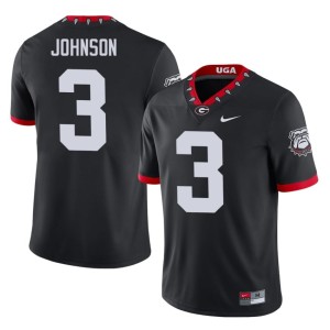 #3 Game Quintavius Johnson Black Mascot 100th Anniversary University of Georgia Bulldogs Men's Jersey 186768-355