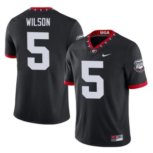 #5 Mens Stitched Mascot 100th Anniversary UGA Bulldogs Raylen Wilson Black Jersey 717954-409
