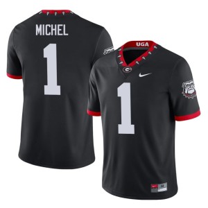 #1 Mascot 100th Anniversary Mens NCAA Sony Michel UGA Bulldogs Black Jerseys 870672-894