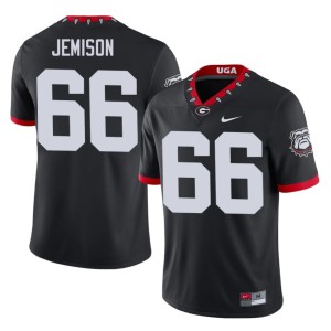 #66 Tyreek Jemison Stitched Mascot 100th Anniversary University of Georgia Men Black Jersey 375577-683