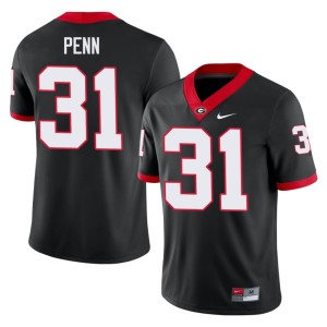 #31 Wade Penn Mens UGA Bulldogs Black Embroidery Jersey 345325-809