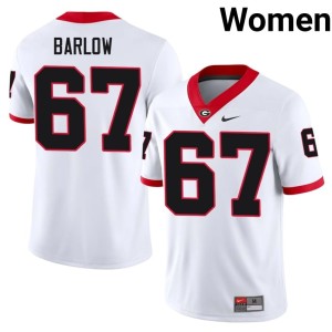 #67 Football White Clinton Barlow Georgia Womens Jerseys 717956-667