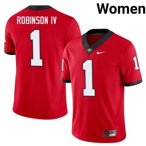 #1 College UGA Bulldogs Women Red Ellis Robinson IV Jersey 661823-606