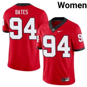 #94 Henry Bates UGA Bulldogs Red Women's Game Jerseys 267193-355