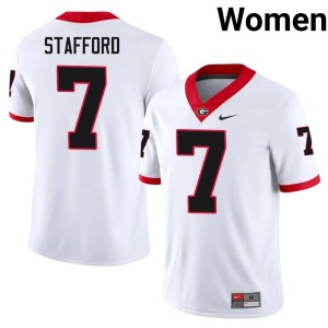 #7 Go Dawgs White University Matthew Stafford Women's Jerseys 297555-586
