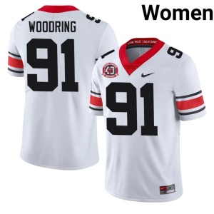 #91 DGDs Football Peyton Woodring 1980 National Champions 40th Anniversary Women White Jersey 264363-386