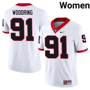 #91 White Peyton Woodring Womens Player University of Georgia Bulldogs Jersey 931377-149