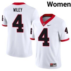 #4 Stitched White CJ Wiley University of Georgia Womens Jerseys 919784-748