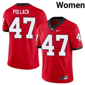 #47 Stitched Red David Pollack Womens Bulldog Nation Jersey 800737-713