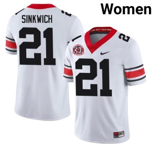 #21 Official University of Georgia Bulldogs Womens White Frank Sinkwich 1980 National Champions 40th Anniversary Jerseys 716277-656