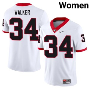 #34 White Embroidery Herschel Walker Women's UGA Bulldogs Jerseys 196845-686