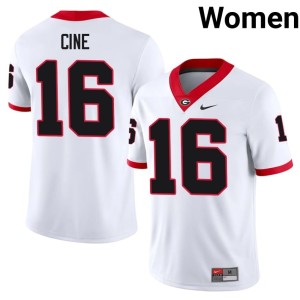 #16 University of Georgia White Lewis Cine Women's Limited Jerseys 197296-488