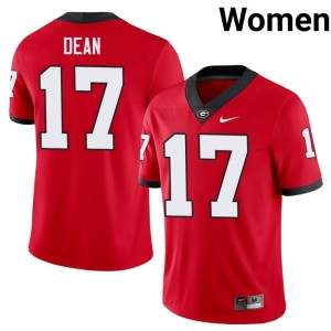 #17 Nakobe Dean Player Georgia Bulldogs Women's Red Jerseys 795067-400