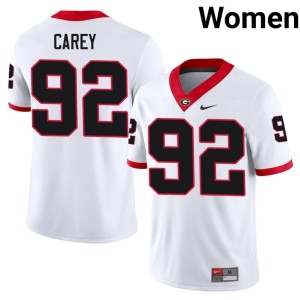 #92 Womens Preston Carey Alumni White Dawgs Jerseys 193151-971