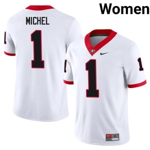 #1 White UGA University Sony Michel Women's Jersey 152644-317
