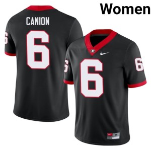 #6 Isiah Canion Stitched Women Black UGA Jersey 809452-786