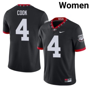 #4 Black Mascot 100th Anniversary James Cook Women University Georgia Bulldogs Jersey 362801-189