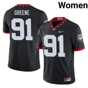 #91 Womens Mascot 100th Anniversary Justin Greene Georgia Bulldogs Stitched Black Jerseys 633103-819