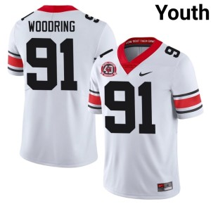 #91 Peyton Woodring Embroidery White Youth 1980 National Champions 40th Anniversary Georgia Jersey 585840-696