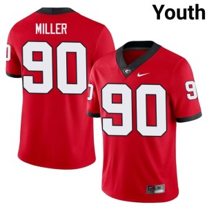 #90 University of Georgia Bulldogs Youth Replica Red Drew Miller Jersey 289804-520
