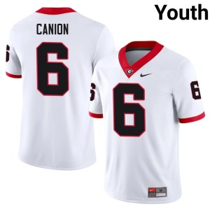#6 Embroidery Isiah Canion White Georgia Bulldogs Youth Jersey 760863-876