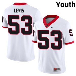 #53 Youth Replica Zach Lewis University of Georgia Bulldogs White Jersey 653252-955
