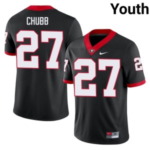 #27 Nick Chubb Football Youth Go Dawgs Black Jerseys 328636-844